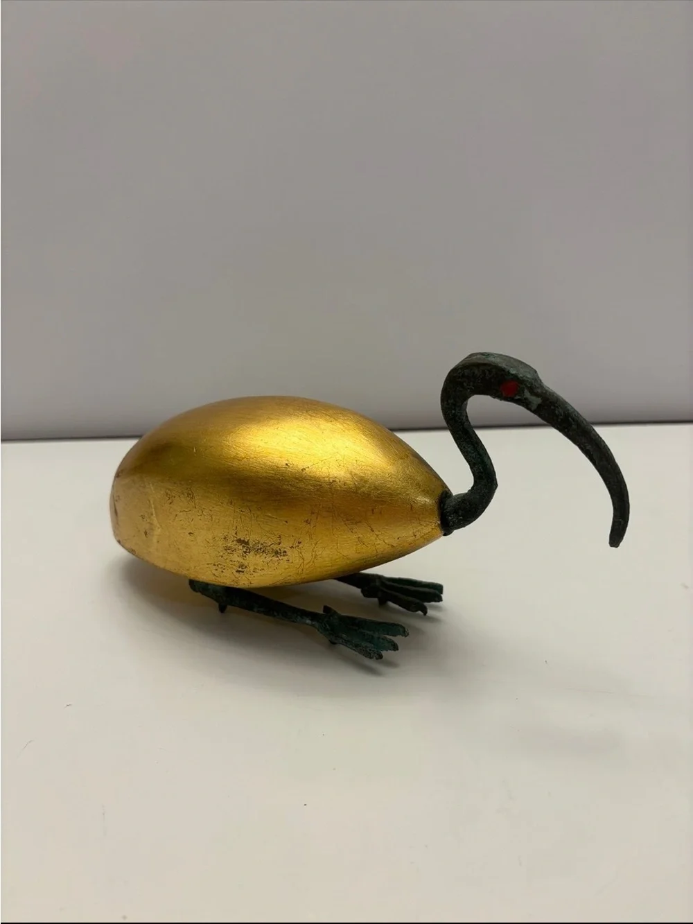 Copper  sacred ibis sculpture, a traditional symbol of the Egyptian god Thoth